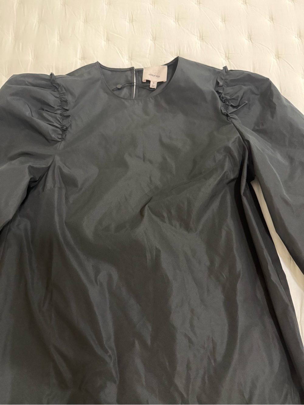 cinq a sept Black Puff-Sleeve Ruffle-Hem Mini Dress - Picture 4 of 5